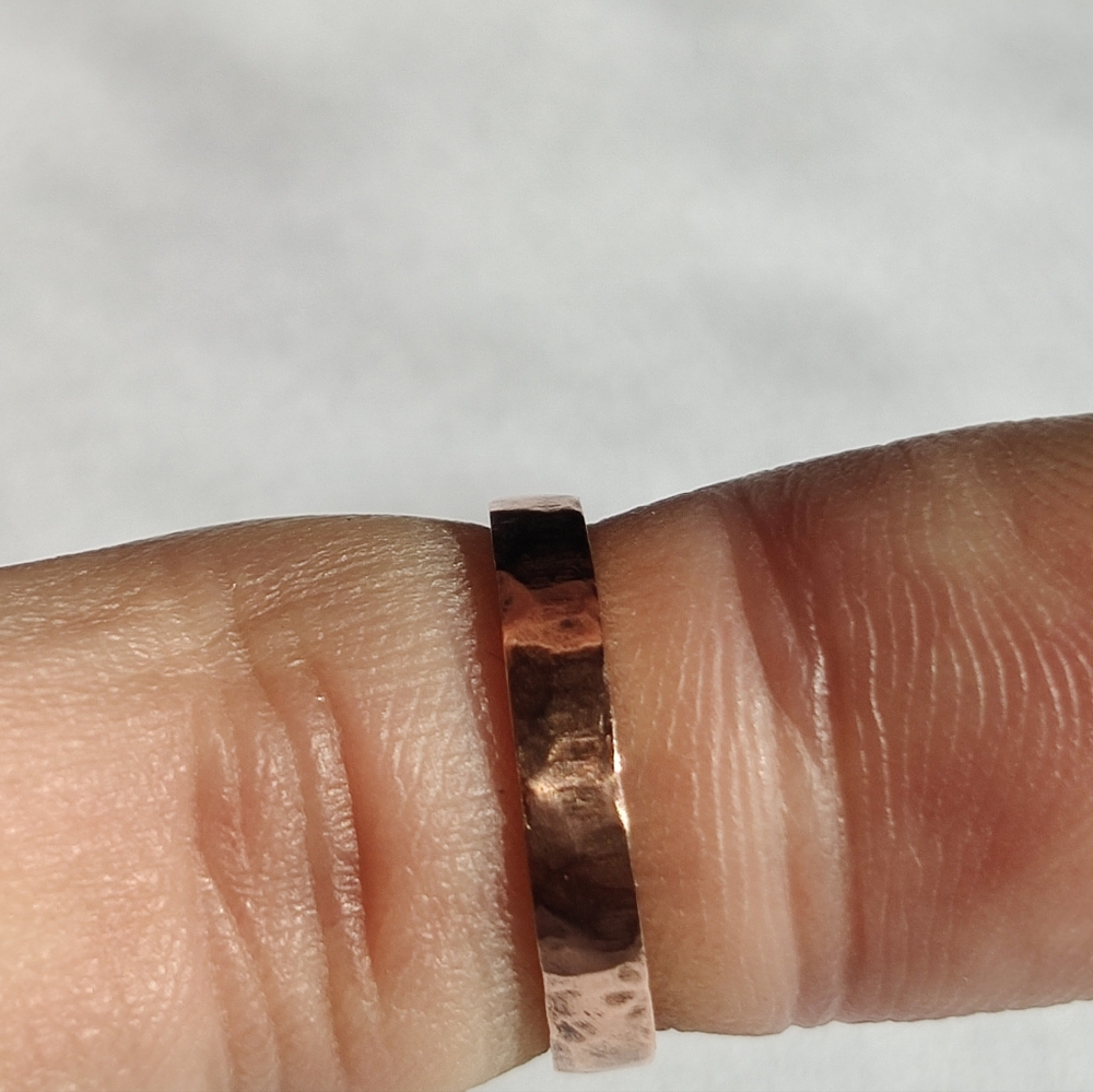 Copper Ring Size 3.75 Band Minimal Texture Hammered Solid Handcrafted Made USA - Picture 6 of 8